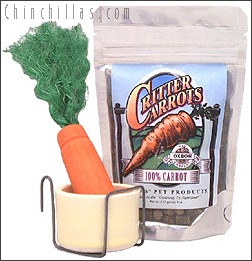 Ceramic Supplement Bowl, Carrot Toy, and Oxbow Critter Carrots