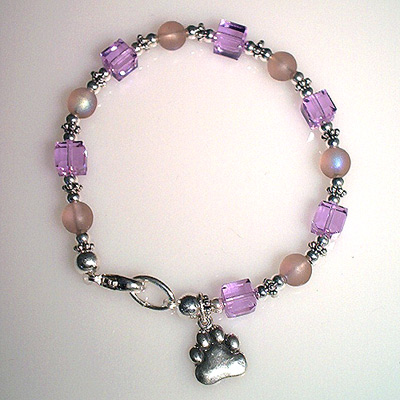 Lavender Swarovski Crystal Chinchilla Charm Bracelet