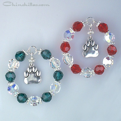 Swarovski Crystal Chinchilla Paw Christmas Ornament Set