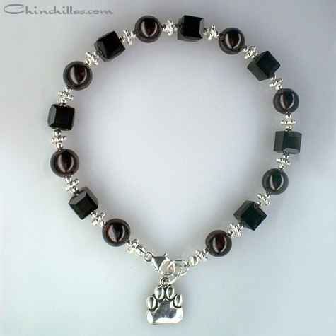 Garnet & Swarovski Crystal Chinchilla Charm Bracelet