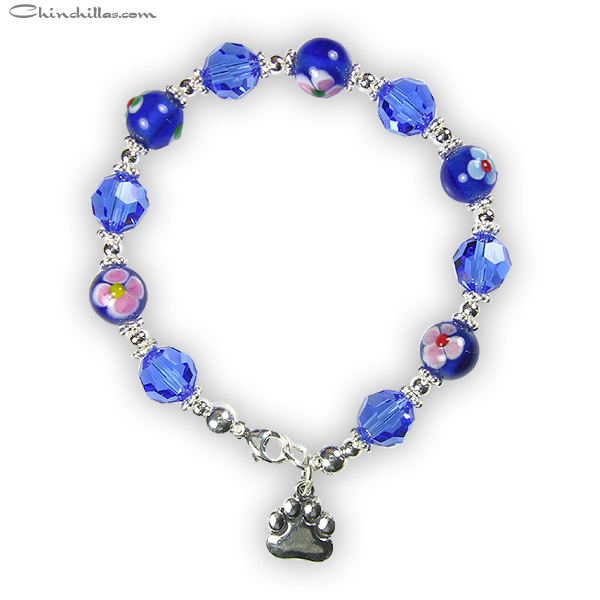 Child's Sapphire Swarovski Crystal Chinchilla Charm Bracelet